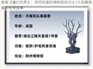 探索《魔幻世界》：死师逆袭的神秘密码与 6.13 隐藏英雄的传奇故事