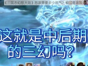 《三国志幻想大陆》怒攻需要多少怒气？看这里就知道