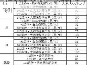 君王 3 游戏 30 级后，如何实现实力飞升？