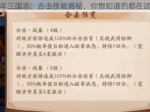 少年三国志：合击技能揭秘，你想知道的都在这里