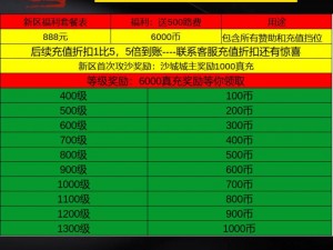 极无双2充值价格全面解析：最新一览表揭示各档次充值金额与福利详情