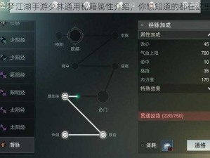 一梦江湖手游少林通用秘籍属性介绍，你想知道的都在这里