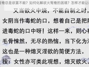 为什么欲火鸳鸯总是欲罢不能？如何化解欲火鸳鸯的困境？怎样才能让欲火鸳鸯回归正常？