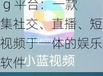 小蓝视频全球最好 g 平台：一款集社交、直播、短视频于一体的娱乐软件