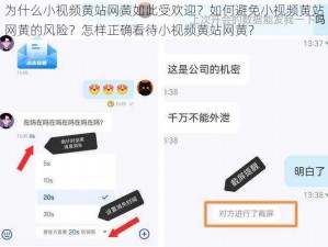 为什么小视频黄站网黄如此受欢迎？如何避免小视频黄站网黄的风险？怎样正确看待小视频黄站网黄？