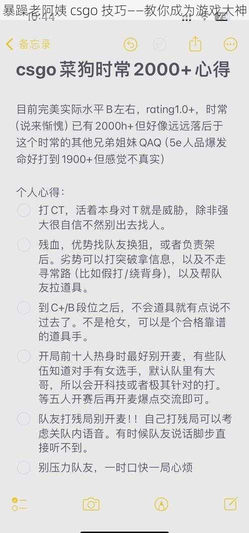 暴躁老阿姨 csgo 技巧——教你成为游戏大神