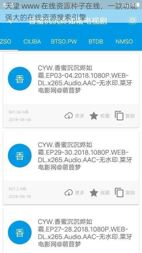 天堂 www 在线资源种子在线，一款功能强大的在线资源搜索引擎