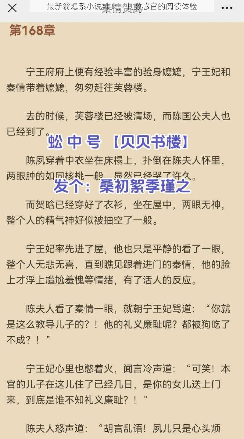 最新翁熄系小说辣文，刺激感官的阅读体验