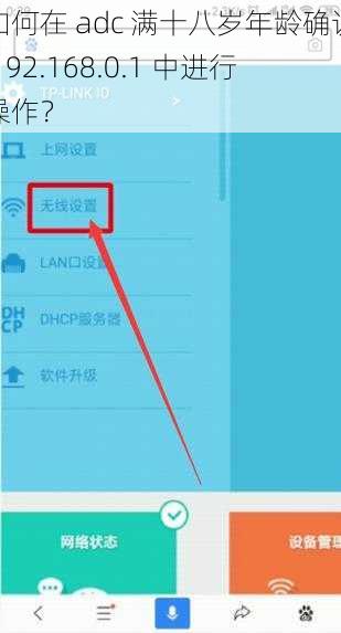 如何在 adc 满十八岁年龄确认 192.168.0.1 中进行操作？