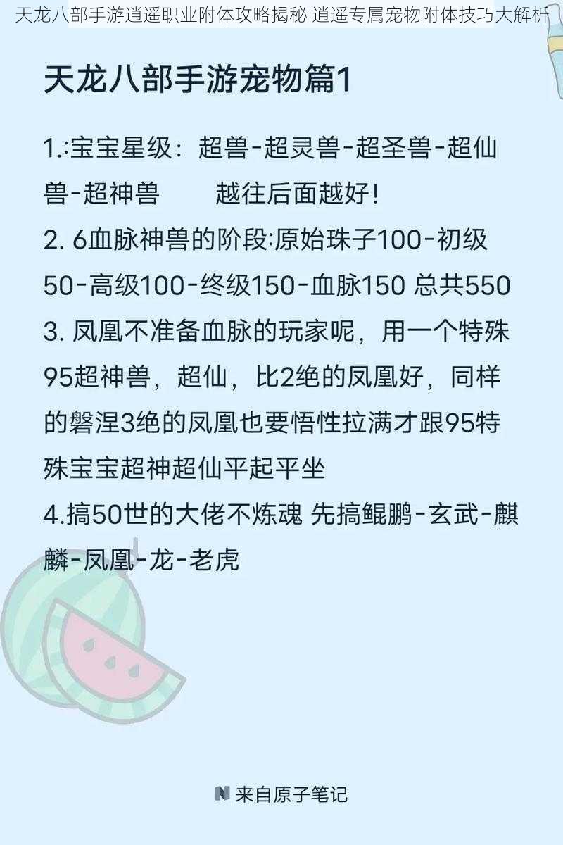 天龙八部手游逍遥职业附体攻略揭秘 逍遥专属宠物附体技巧大解析