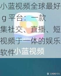 小蓝视频全球最好 g 平台：一款集社交、直播、短视频于一体的娱乐软件