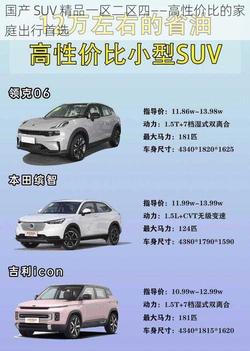 国产 SUV 精品一区二区四——高性价比的家庭出行首选