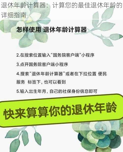 退休年龄计算器：计算您的最佳退休年龄的详细指南