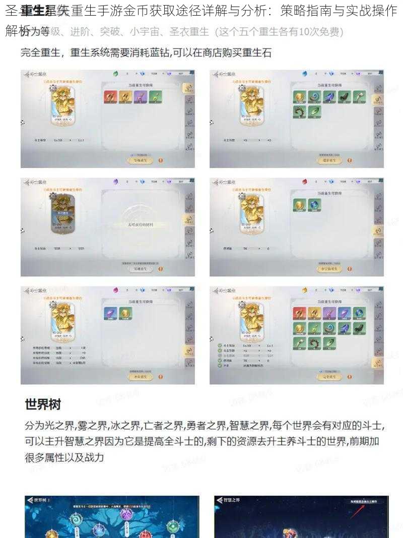 圣斗士星矢重生手游金币获取途径详解与分析：策略指南与实战操作解析