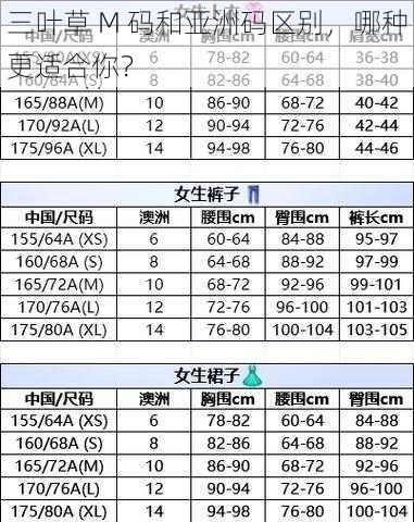 三叶草 M 码和亚洲码区别，哪种更适合你？