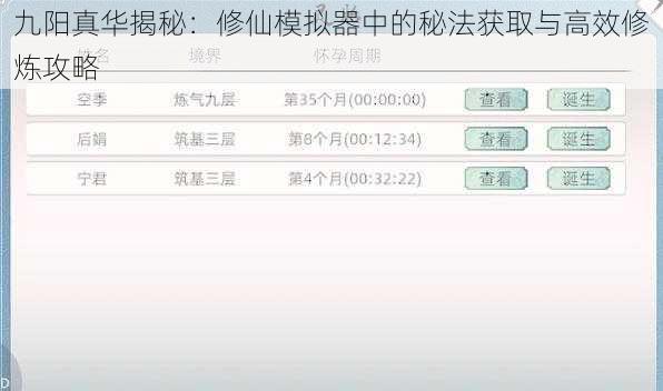 九阳真华揭秘：修仙模拟器中的秘法获取与高效修炼攻略