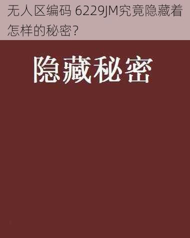 无人区编码 6229JM究竟隐藏着怎样的秘密？