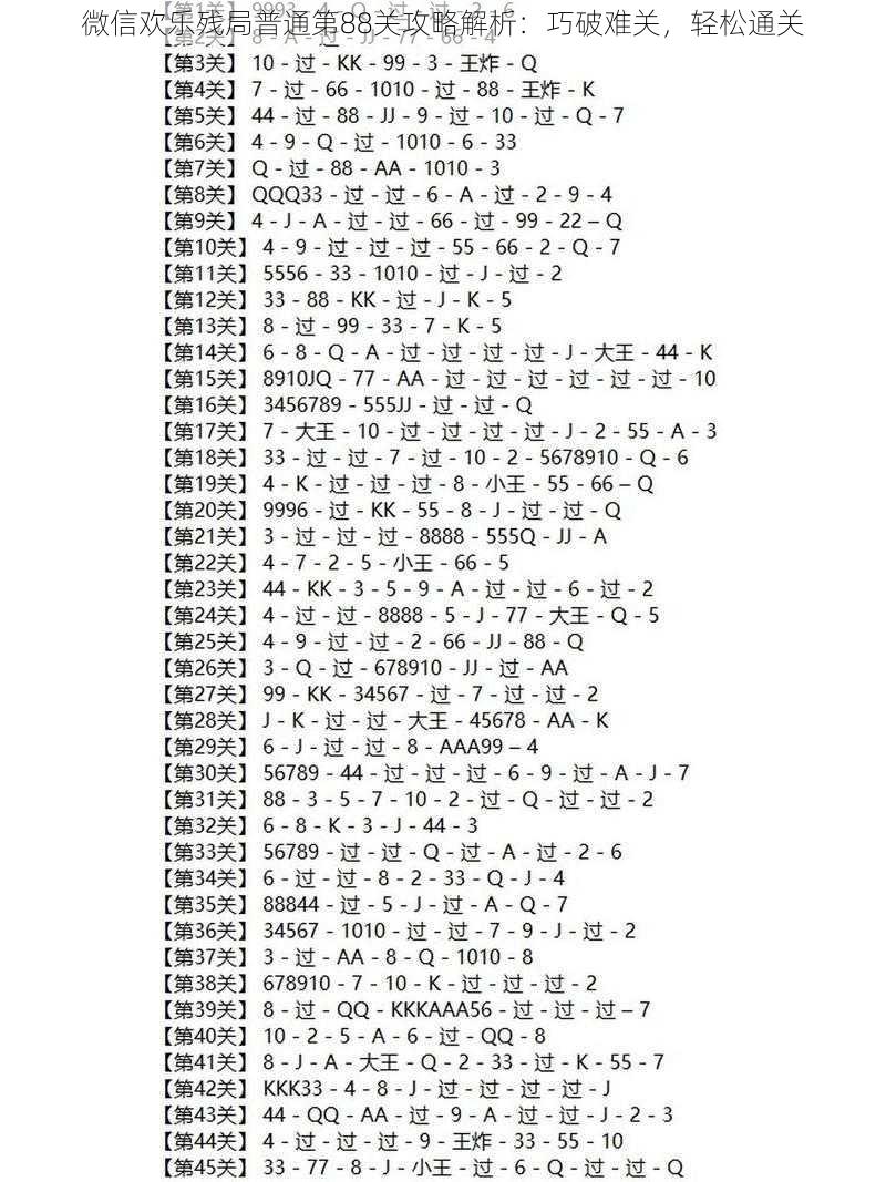 微信欢乐残局普通第88关攻略解析：巧破难关，轻松通关