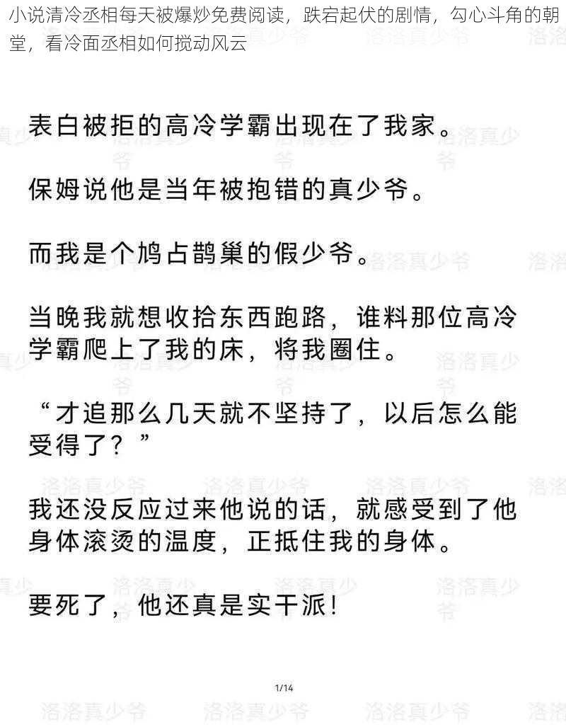 小说清冷丞相每天被爆炒免费阅读，跌宕起伏的剧情，勾心斗角的朝堂，看冷面丞相如何搅动风云