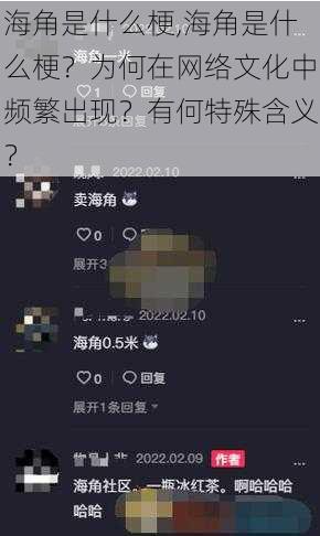 海角是什么梗,海角是什么梗？为何在网络文化中频繁出现？有何特殊含义？