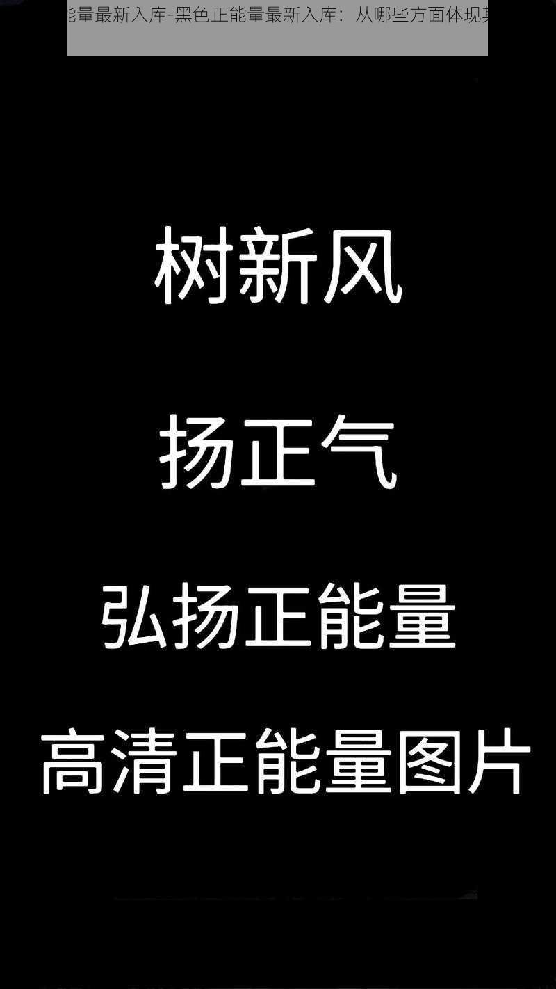 黑色正能量最新入库-黑色正能量最新入库：从哪些方面体现其价值与意义？