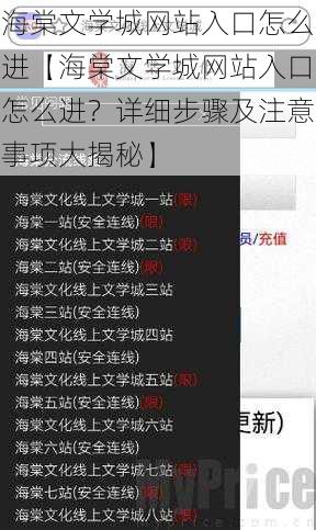 海棠文学城网站入口怎么进【海棠文学城网站入口怎么进？详细步骤及注意事项大揭秘】