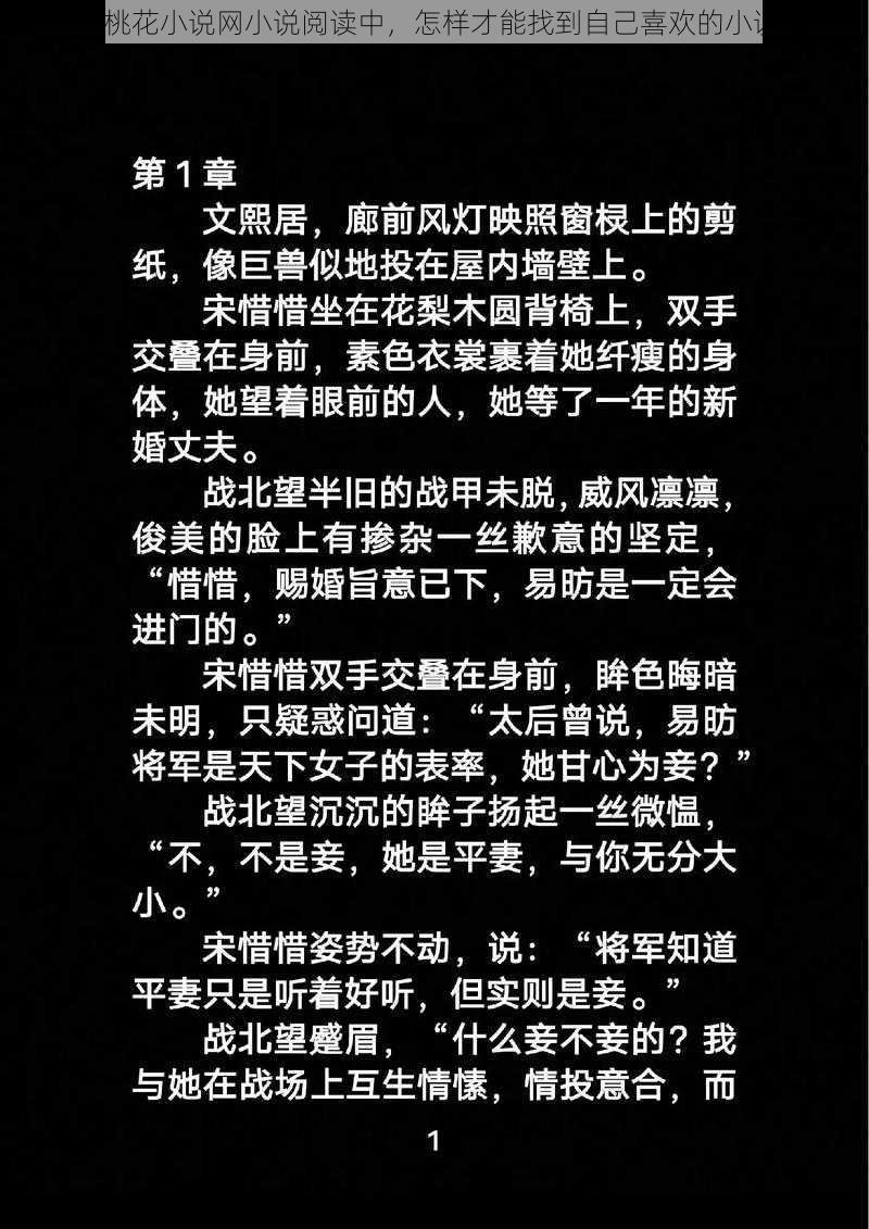 在桃花小说网小说阅读中，怎样才能找到自己喜欢的小说？