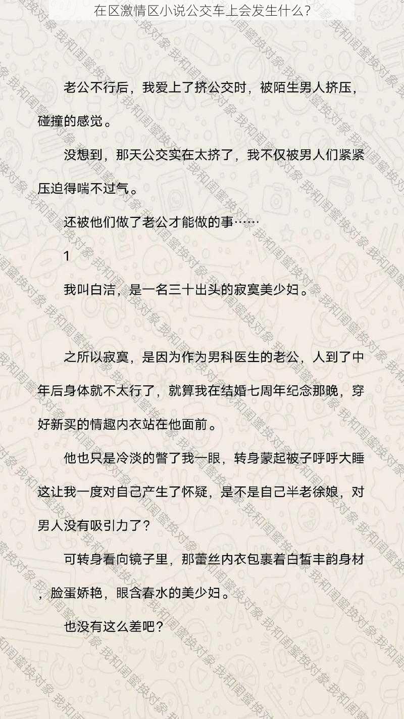 在区激情区小说公交车上会发生什么？