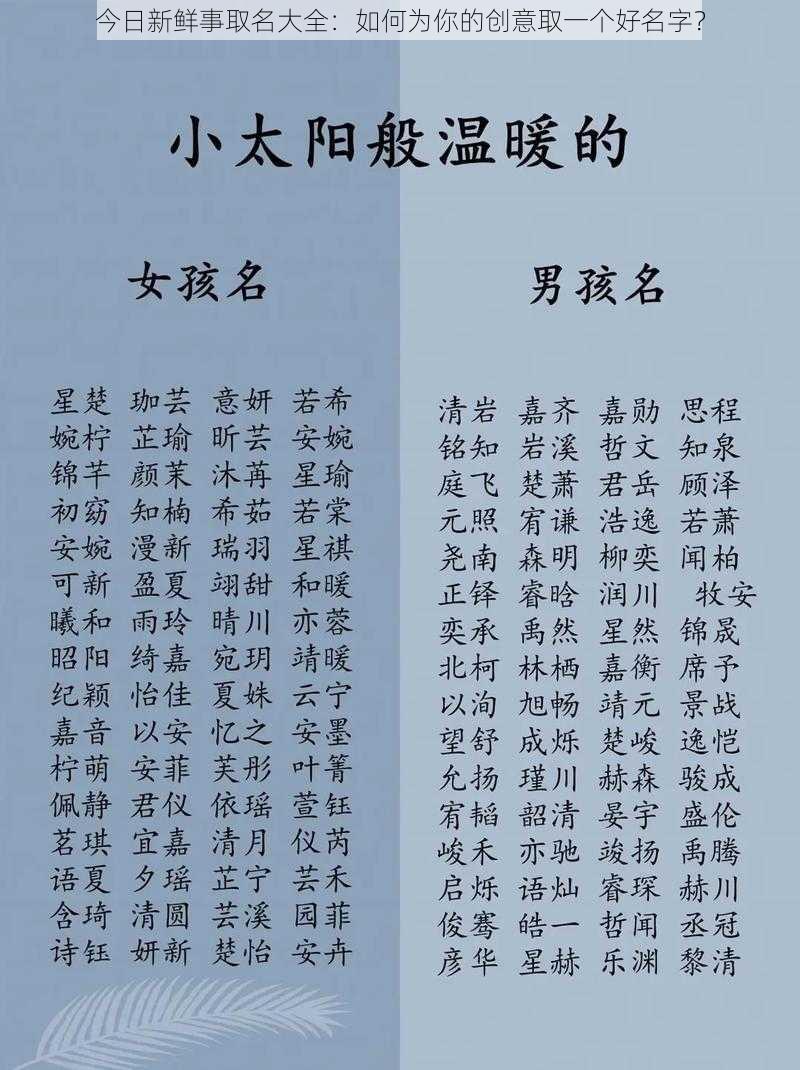 今日新鲜事取名大全：如何为你的创意取一个好名字？