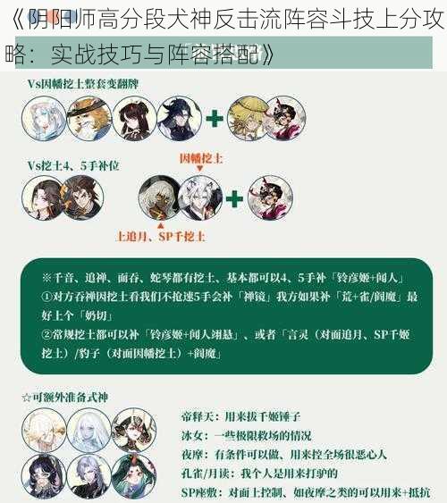 《阴阳师高分段犬神反击流阵容斗技上分攻略：实战技巧与阵容搭配》