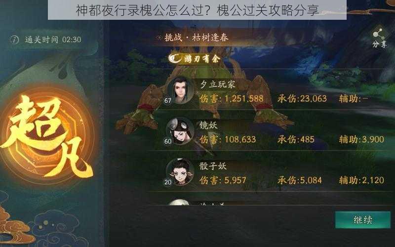 神都夜行录槐公怎么过？槐公过关攻略分享